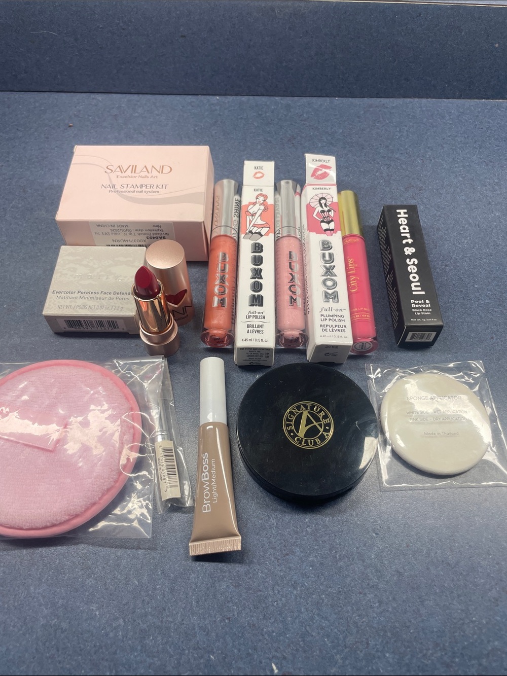 Buxom Lip Gloss & Lipstick Trio with Pink and Peach Shades